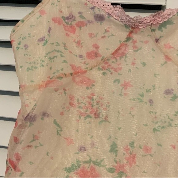 Pink Floral Lacey Watercolor Pastel Sweetheart Cami size Small - Picture 3 of 6